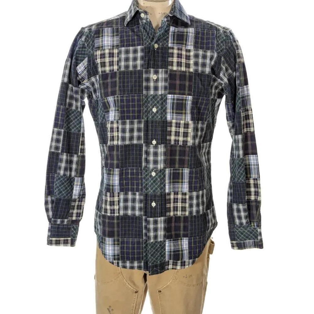 Polo Ralph Lauren Mens Patchwork Plaid Regent Classic Fit Button Down Shirt Sz S